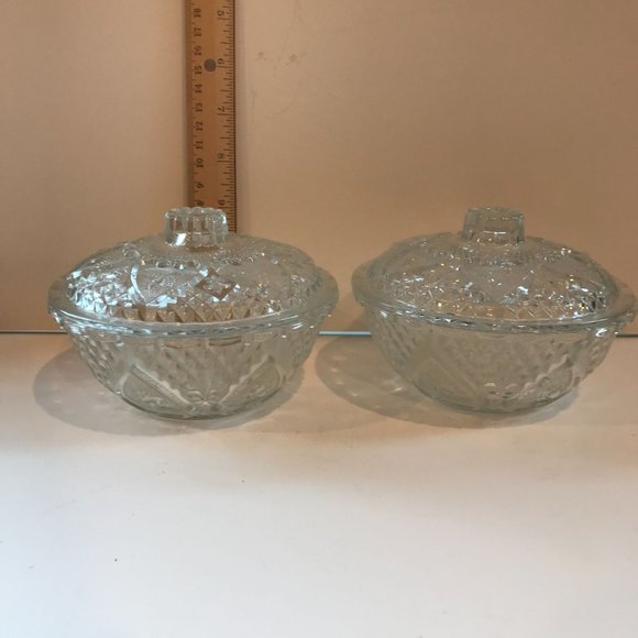 2 KIG Malaysia Hearts and Roses Fleur-de-lis Lidded Candy Nut Potpourri Dish Vin - Picture 6 of 8